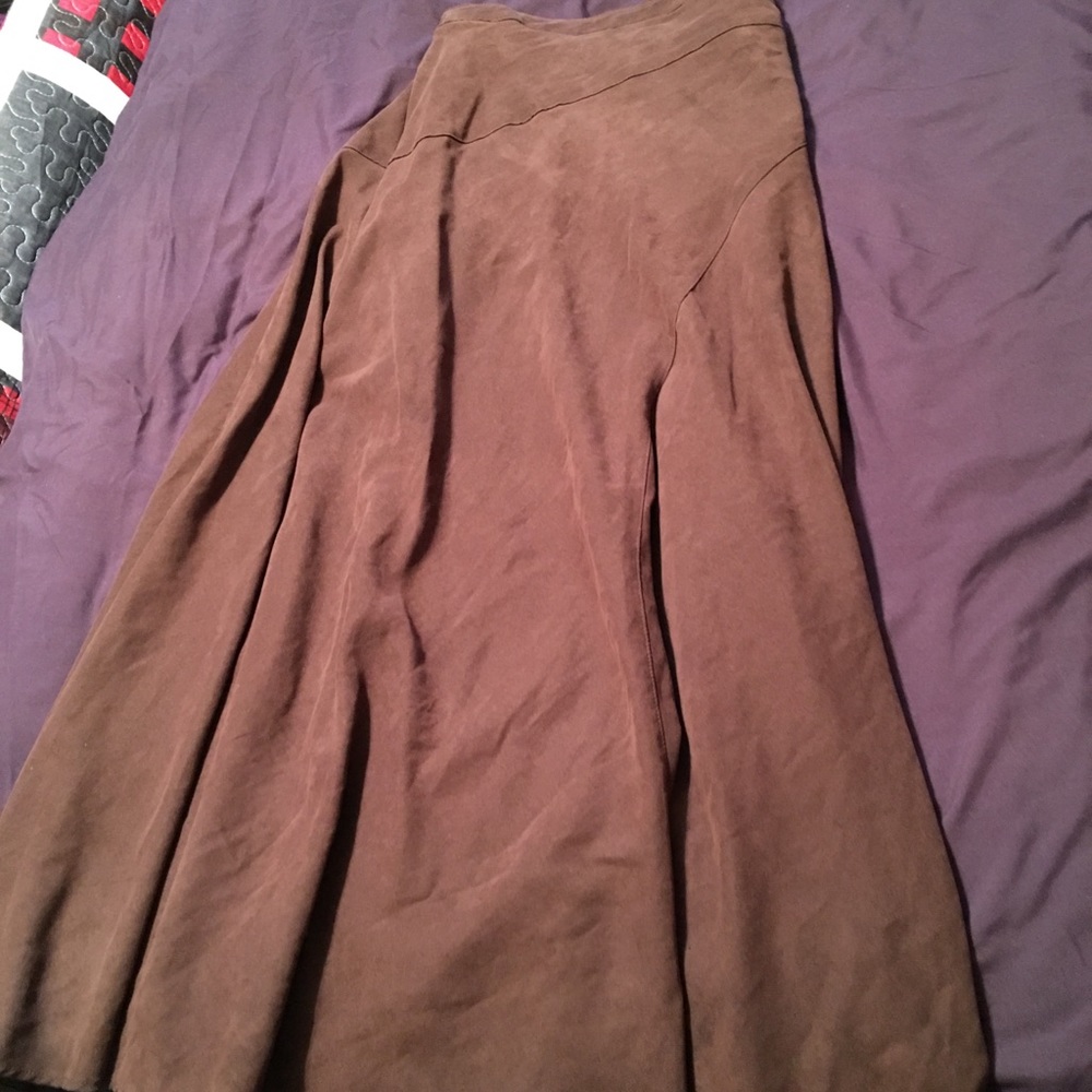 Soft microfiber/suede like brown a-line skirt